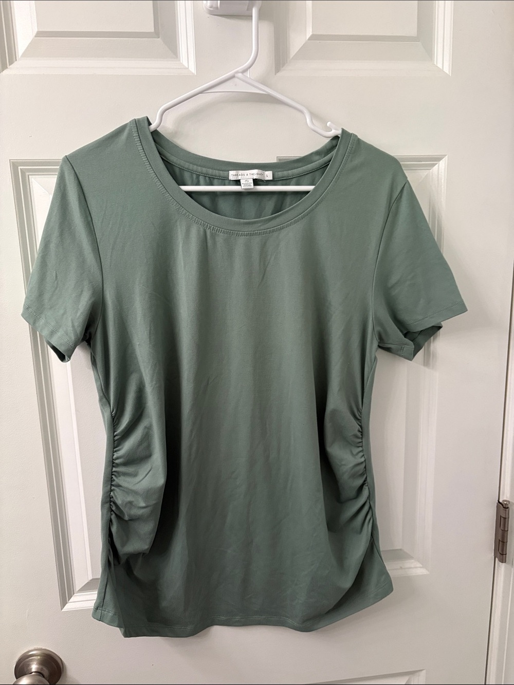 Women's Sage Green Ruched Side Maternity Tee